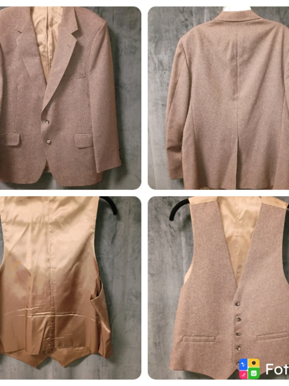 Vintage 70s Warren Sewell Tan Three-Piece Suit - Jacket Size 44R Pants 38x28